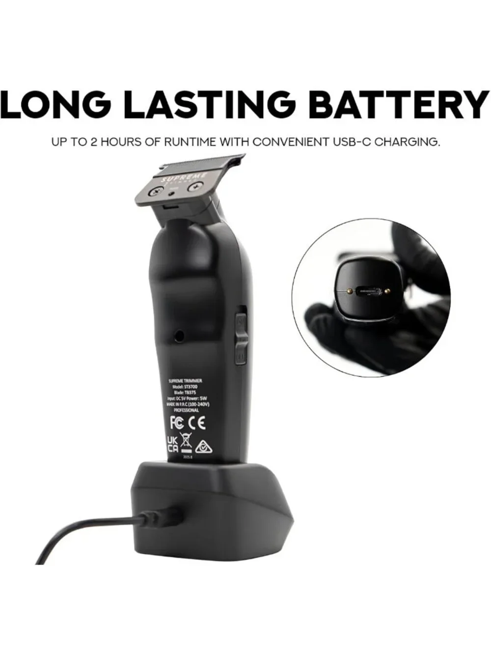 Professional Cordless Barber Trimmer - Ultra Sharp T-Blade, Fast Charge, 120 Min